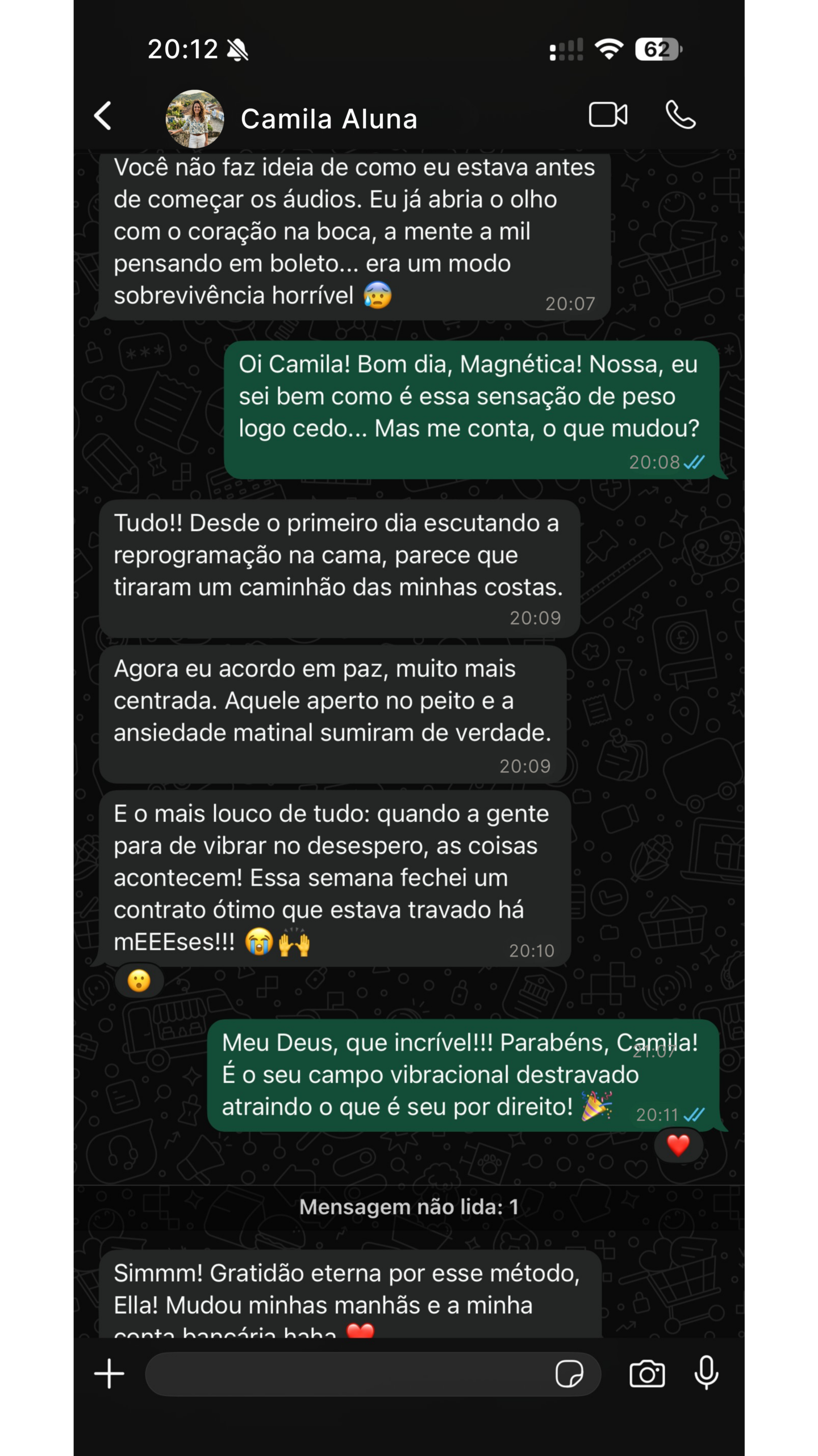 Depoimento Camila via WhatsApp