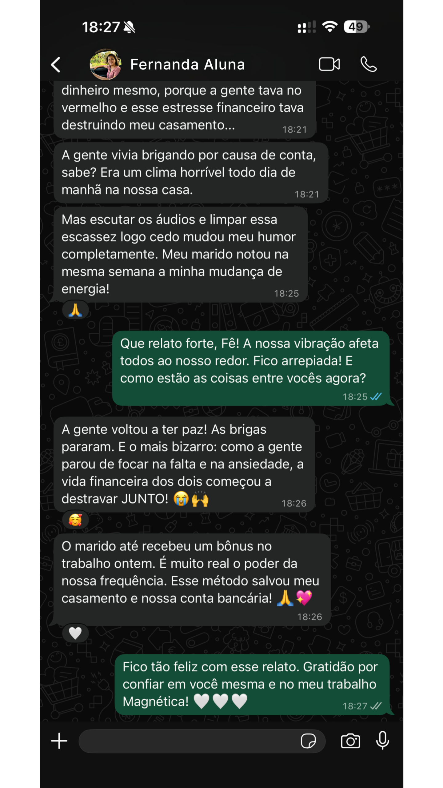 Depoimento Fernanda via WhatsApp