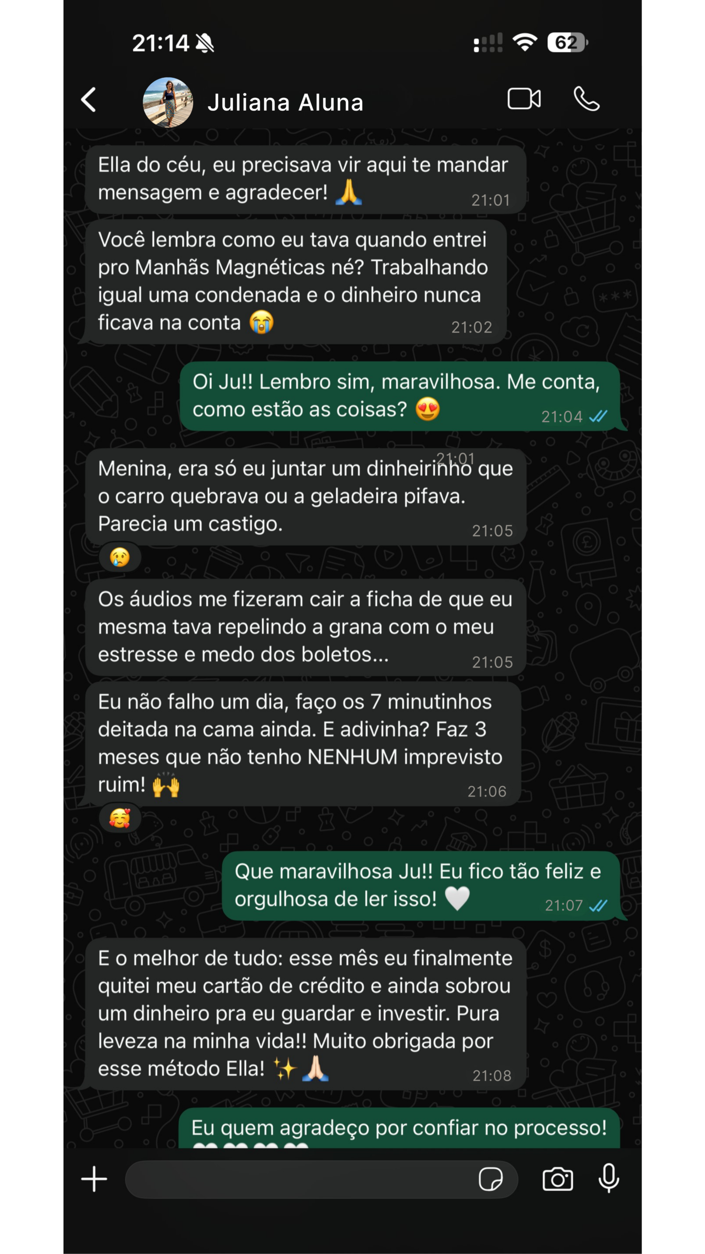 Depoimento Juliana via WhatsApp