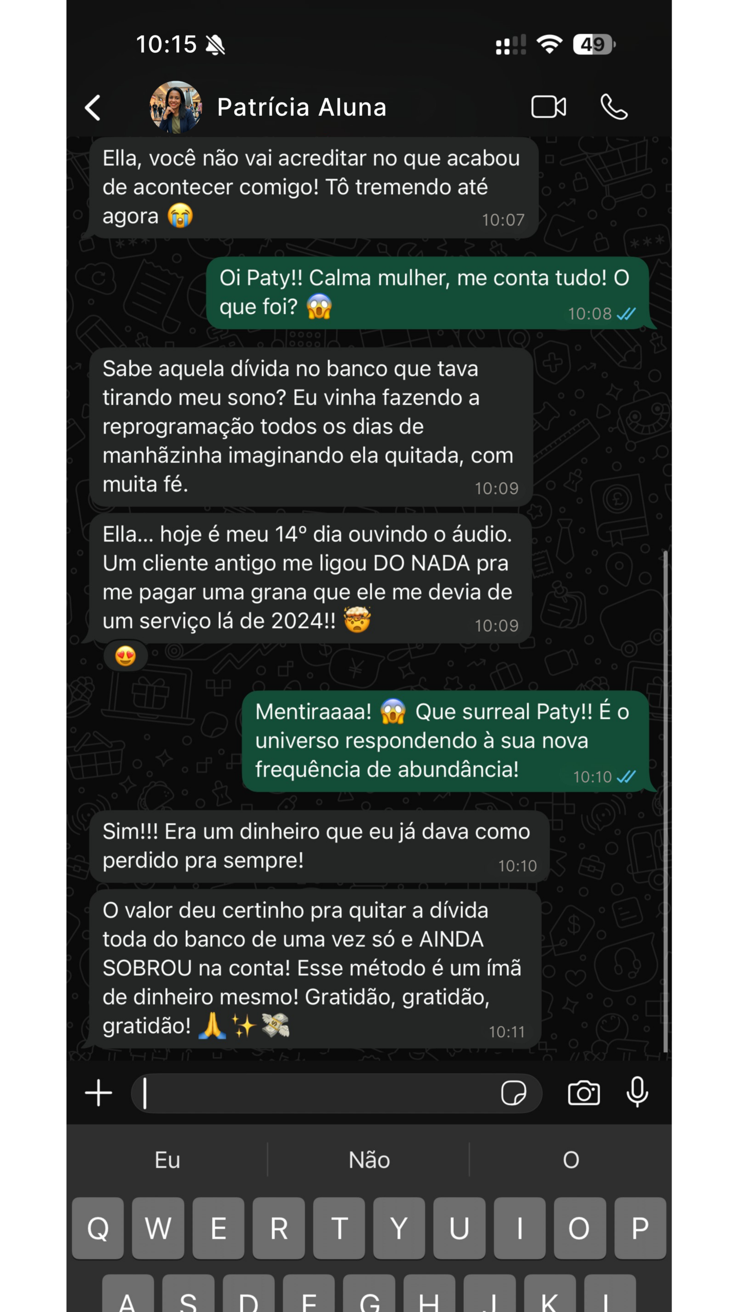 Depoimento Patrícia via WhatsApp